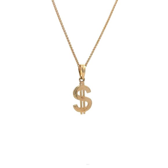 Unbranded Jewelry - 18K Gold Necklace Chain 17.75 inches Pendant Dollar Sign 2.43 grams